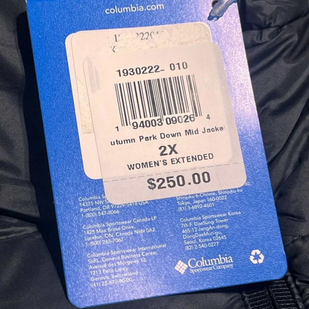 Columbia Autumn Park Down MID Omni Heat woman black jacket Plus Size - Picture 10 of 12